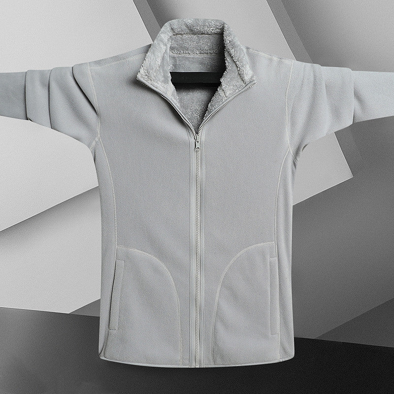 Fleece Stand Collar Reversible Sweatshirt