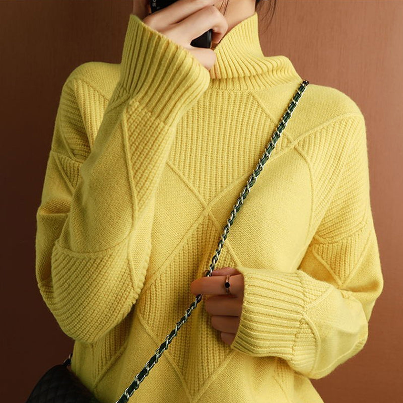 Turtleneck Cashmere Loose Cardigan