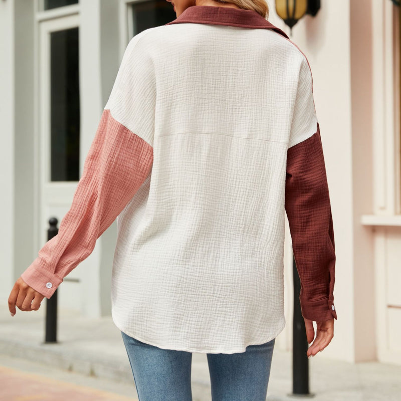 Solid Color Dropped Shoulder Long Sleeve Shirt