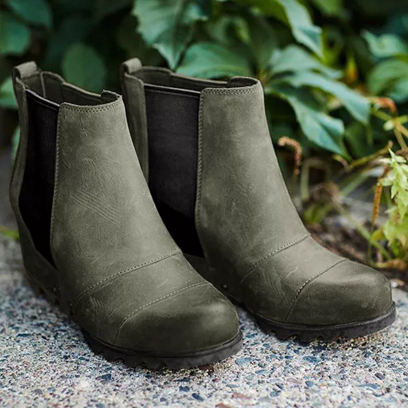 Thick-soled Elasticated Vintage Booties