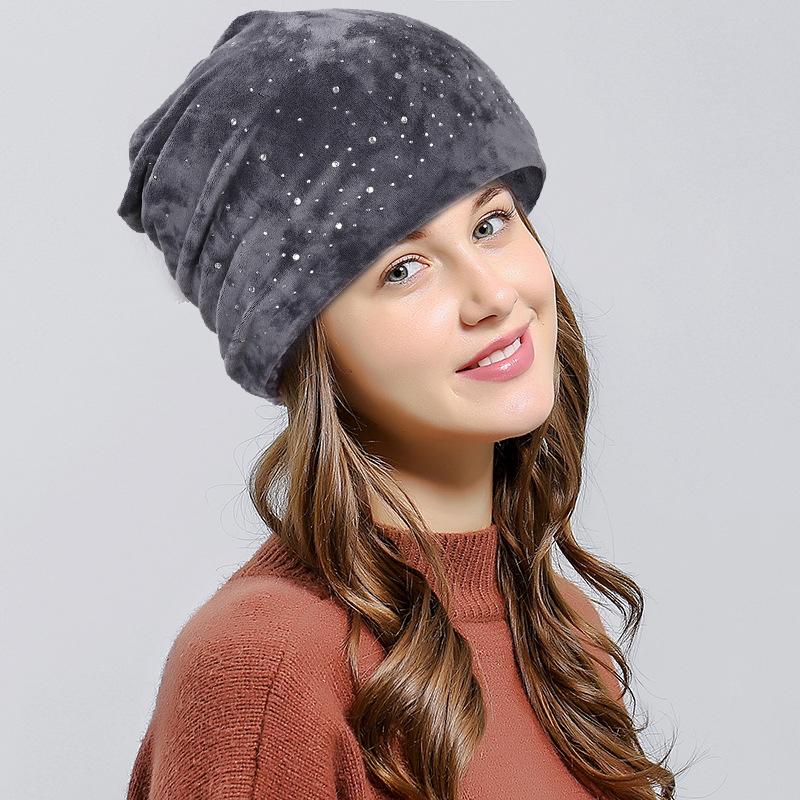 Soft winter slouchy beanie with rhinestones