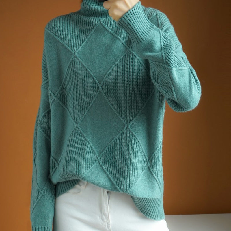 Turtleneck Cashmere Loose Cardigan