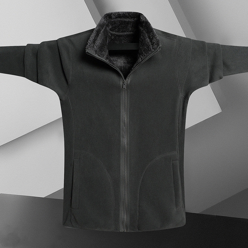 Fleece Stand Collar Reversible Sweatshirt