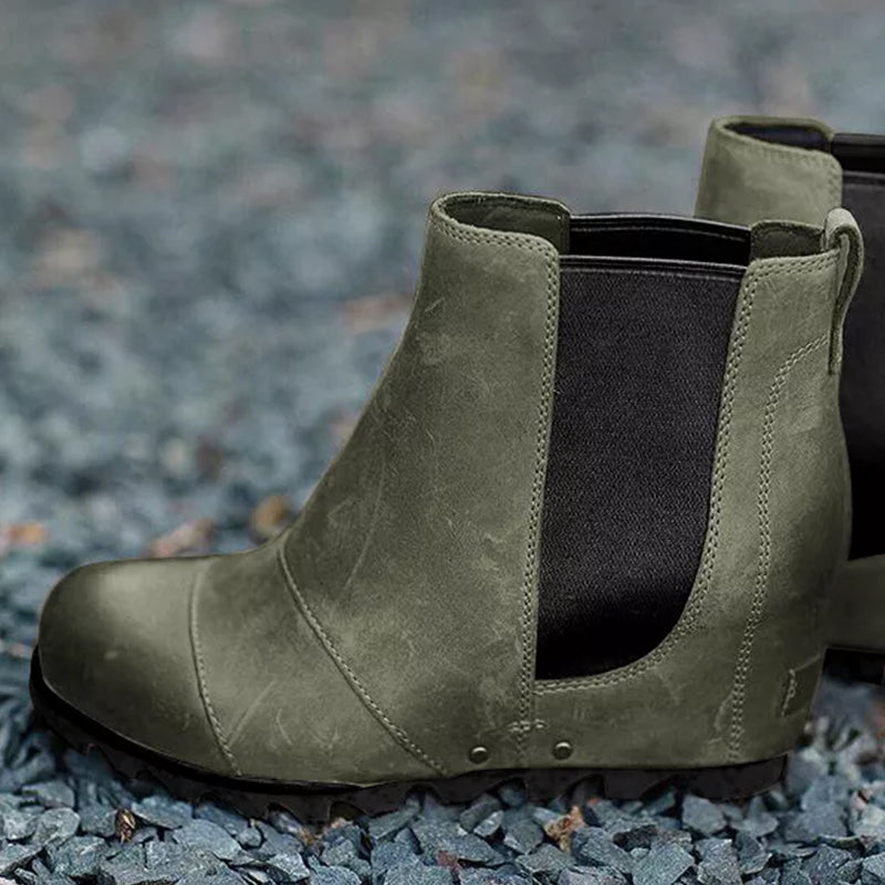Thick-soled Elasticated Vintage Booties