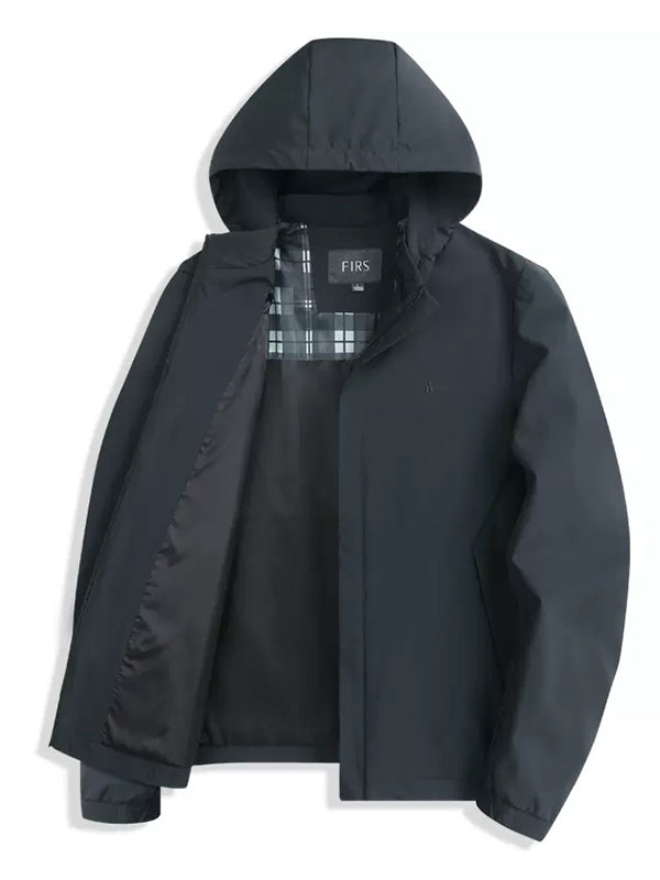 Solid Color Hooded Coat