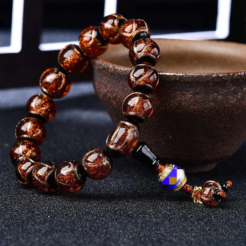 Incense Grey Glazed Beads Bracelet