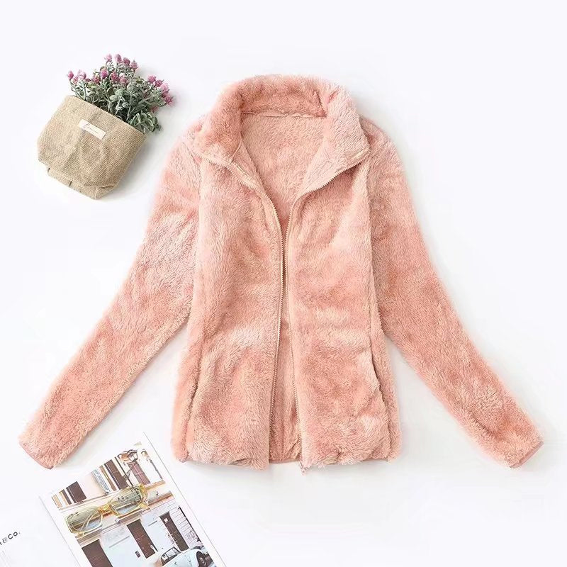 Coral Fleece Stand Collar Jacket