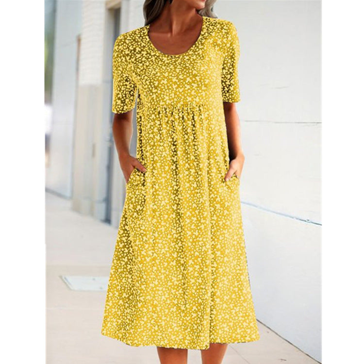 Floral Crew Neck Beach Dress