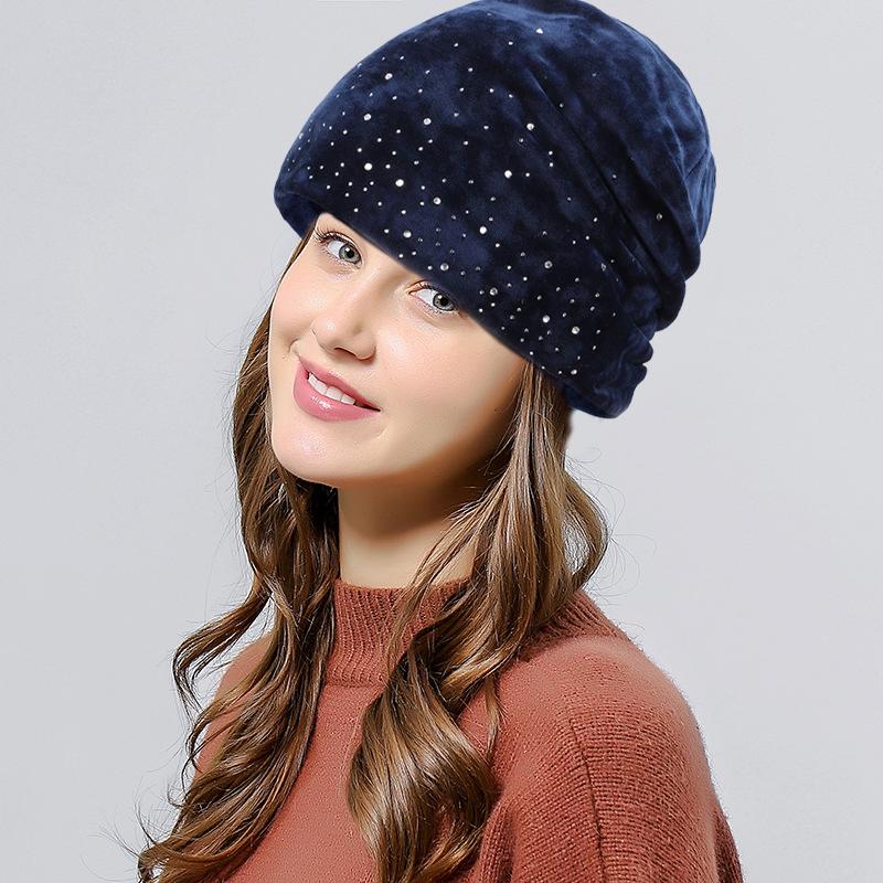 Soft winter slouchy beanie with rhinestones