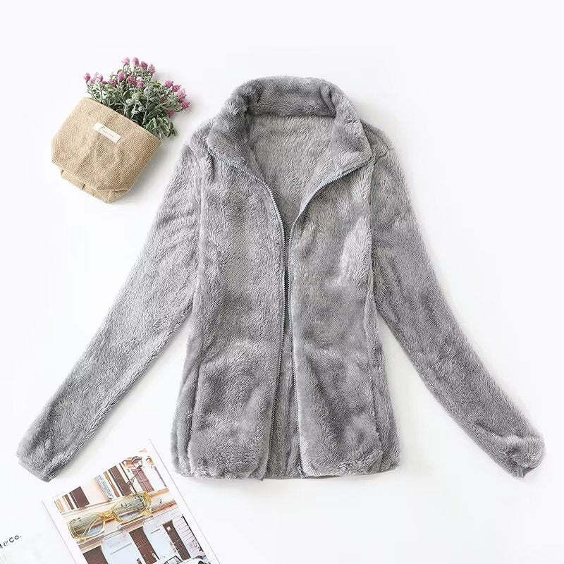 Coral Fleece Stand Collar Jacket