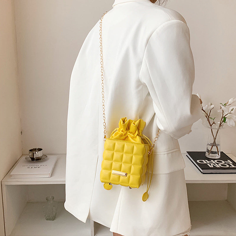 Checker Drawstring Crossbody Bag