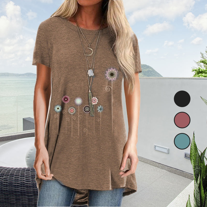 Floral Print Midi T-Shirt