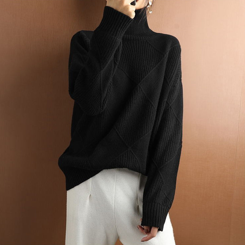 Turtleneck Cashmere Loose Cardigan