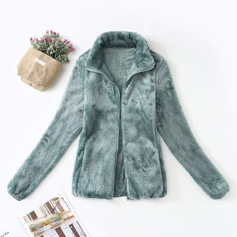 Coral Fleece Stand Collar Jacket