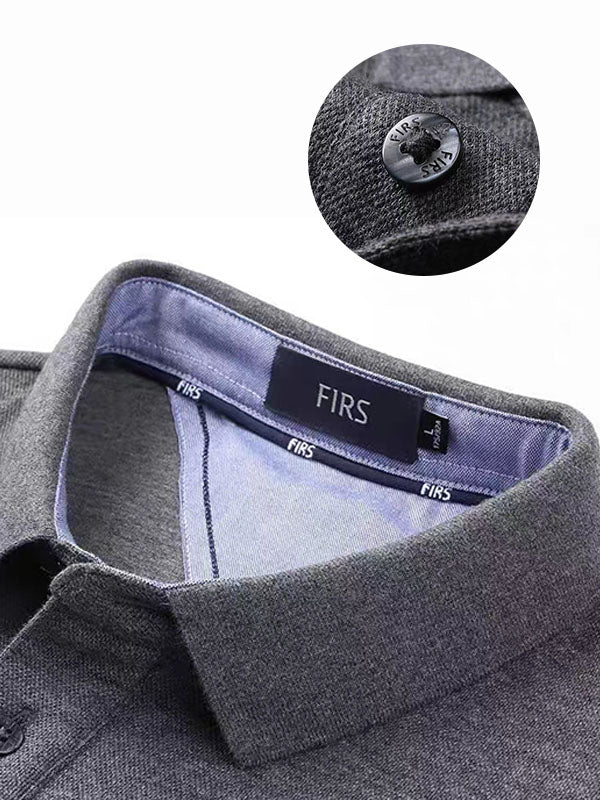 Men's Plain Embroidery Long Sleeve Polo Shirt