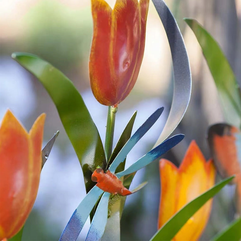Colorful Metal Butterfly And Flower Garden Screen