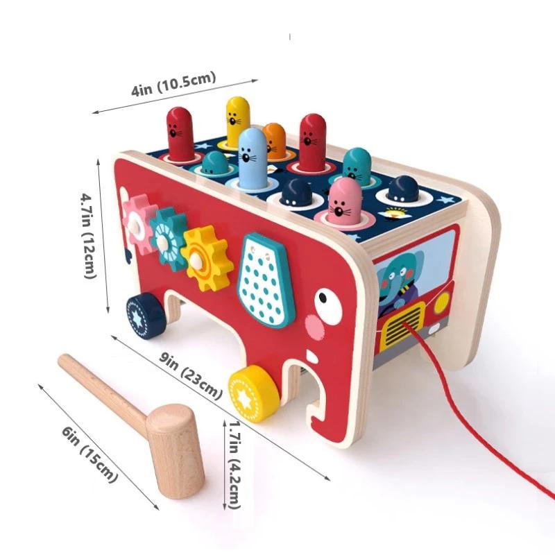 Wooden whack-a-mole toy