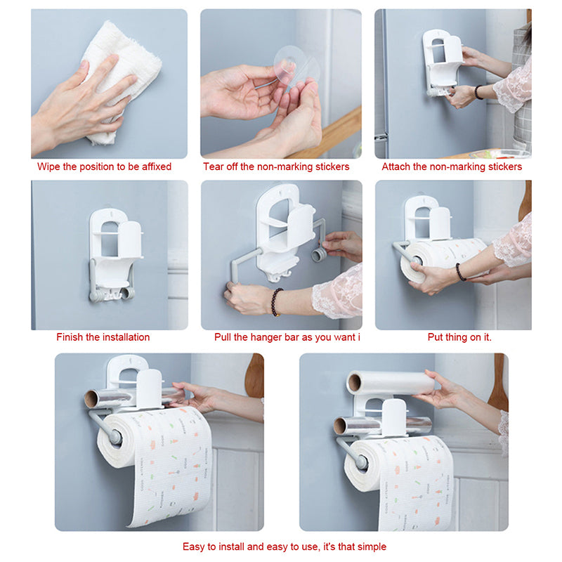 Multifunction No Trace Self adhesive Kitchen Roll Holders
