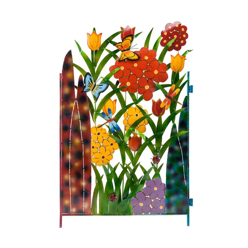Colorful Metal Butterfly And Flower Garden Screen
