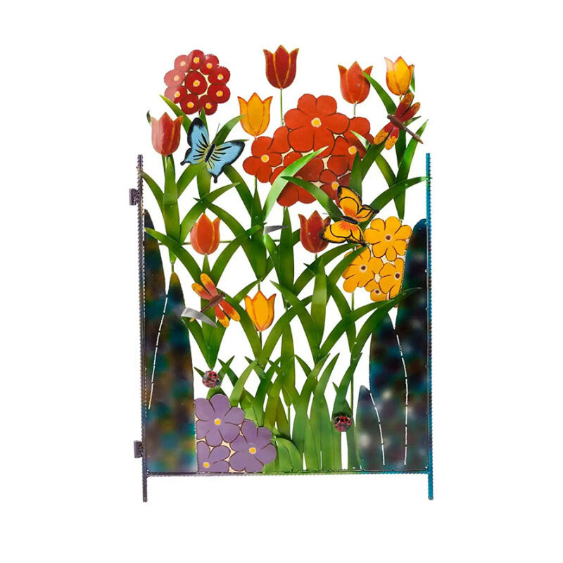 Colorful Metal Butterfly And Flower Garden Screen