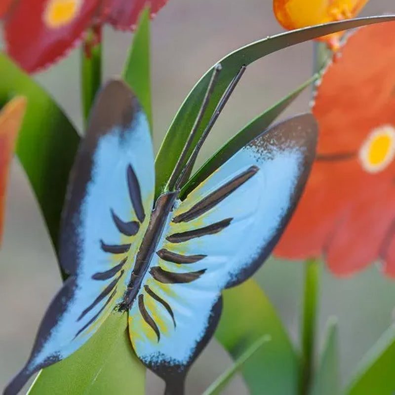 Colorful Metal Butterfly And Flower Garden Screen