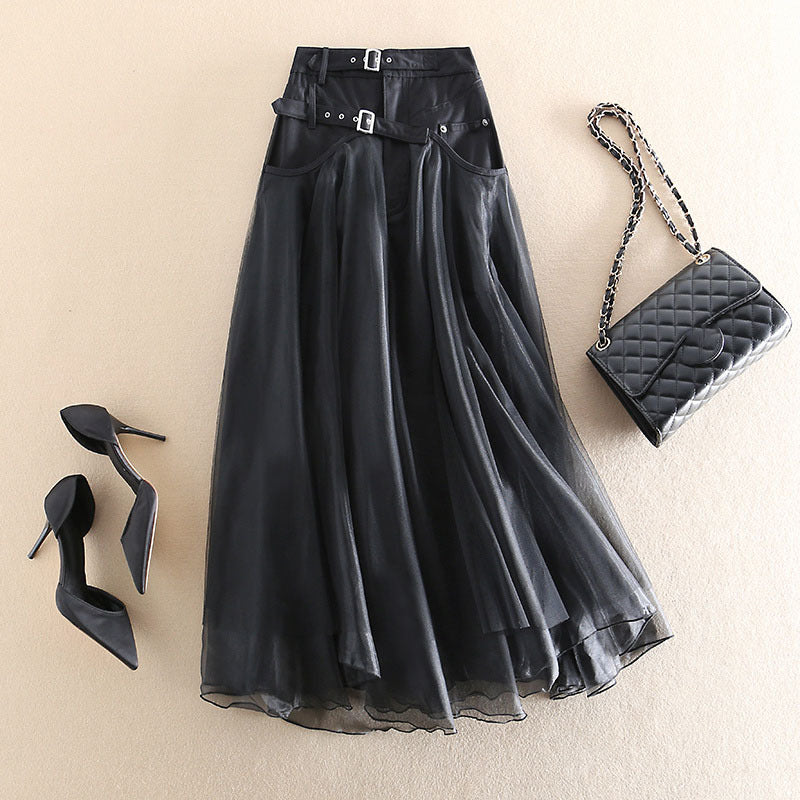 French Grey fashion Patchwork Tulle Skirts