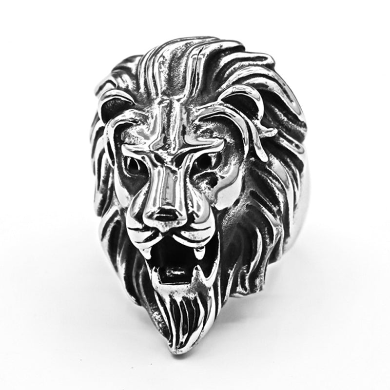Retro Domineering Lion Head Ring