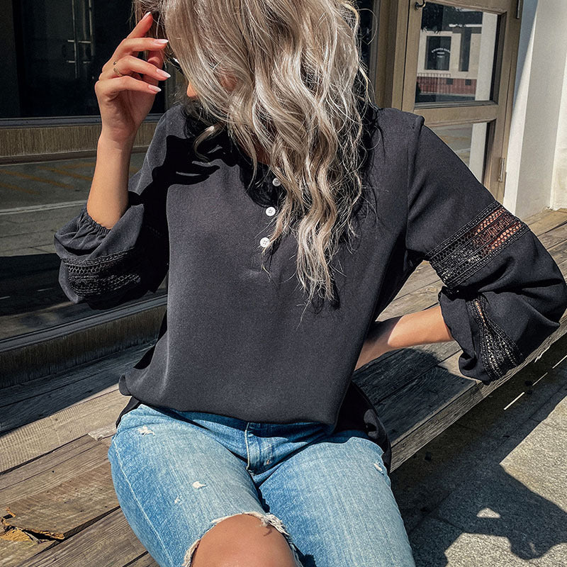 Lace-paneled Cut-out Shirt