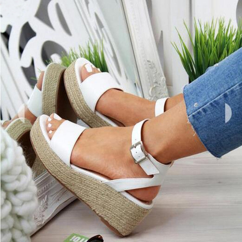 Women's Hemp Rope Buckle Sandals