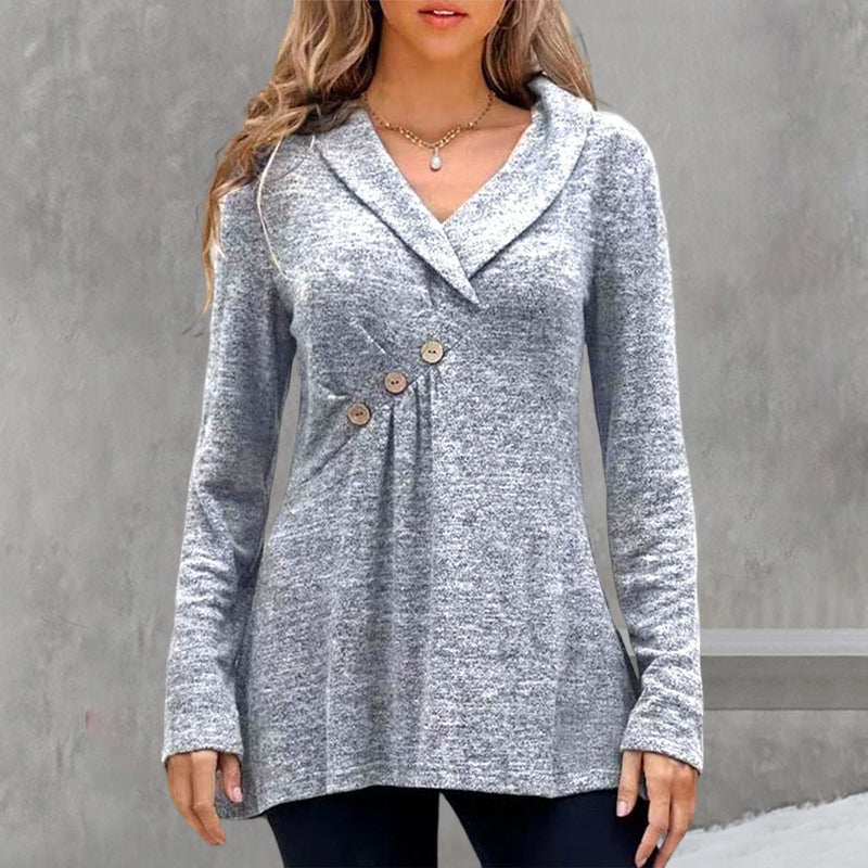 Solid Color Top with Buttons and Long Sleeves