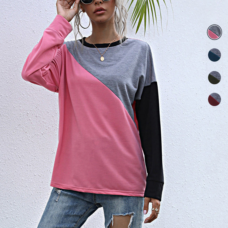 Paneled Crewneck Contrast Sweatshirt