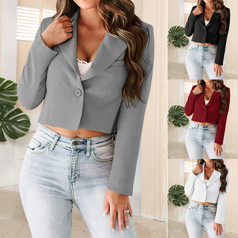 One Button Solid Color Professional Suit