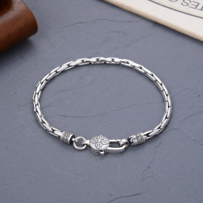 Sterling Silver Vajra Byzantine Chain Bracelet