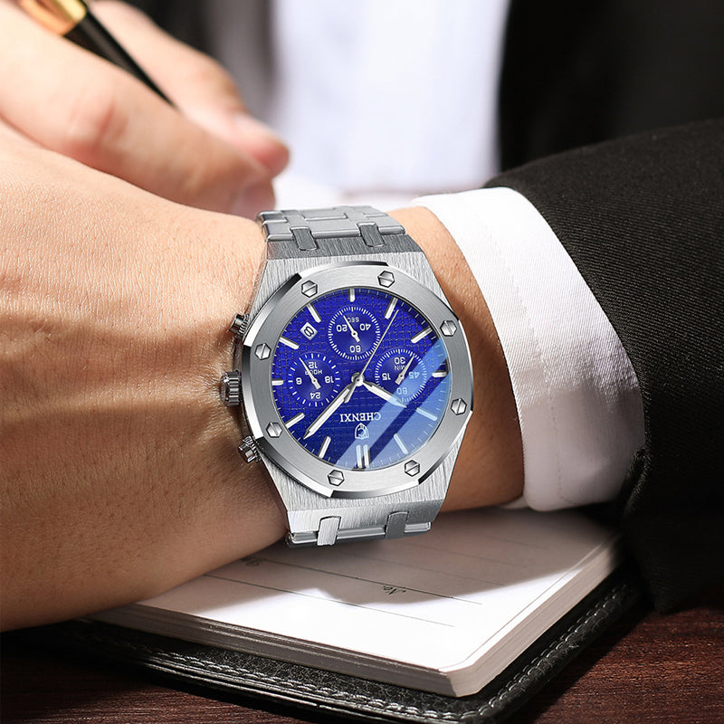 Men's Multifunctional Waterproof Quartz Steel Band Sports Watch
