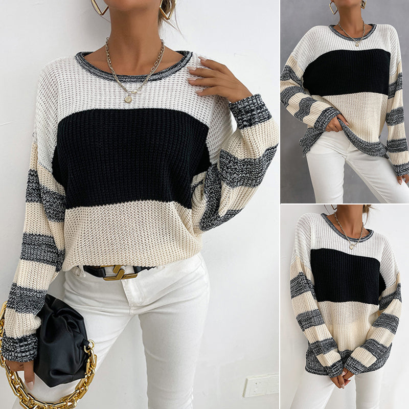 Crew Neck Contrast Sweater