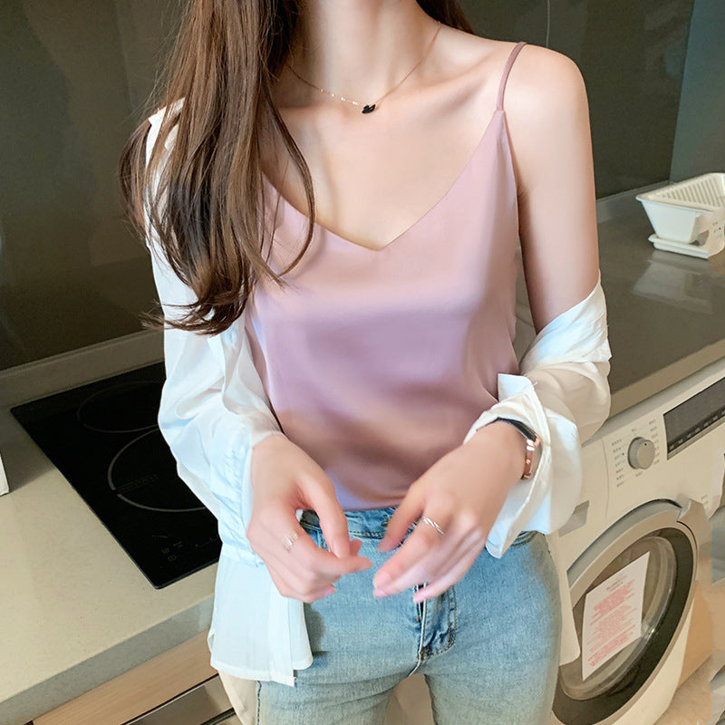 Ladies Sexy Elegant Fashionable Flowing Silk Vest