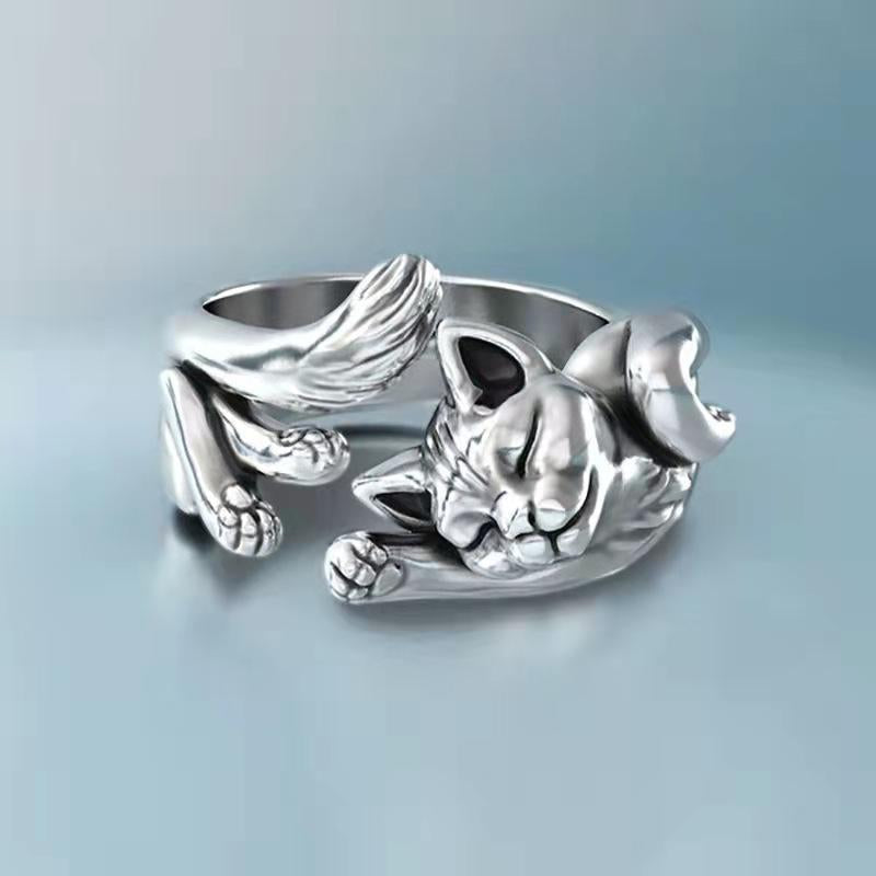 Lazy Cat 3D Open Ring