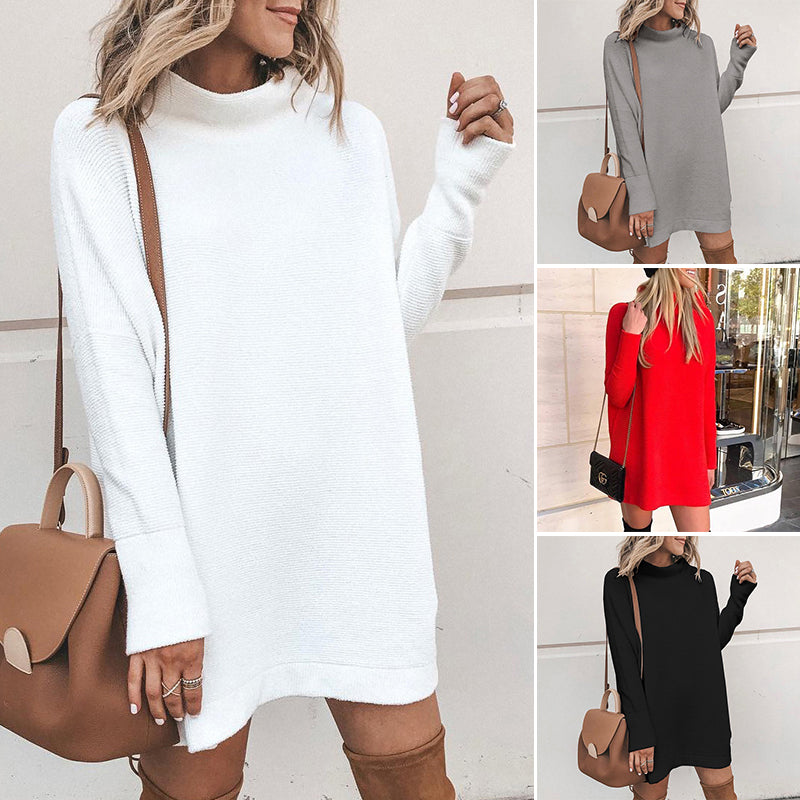 Mid Collar Sweater Dress