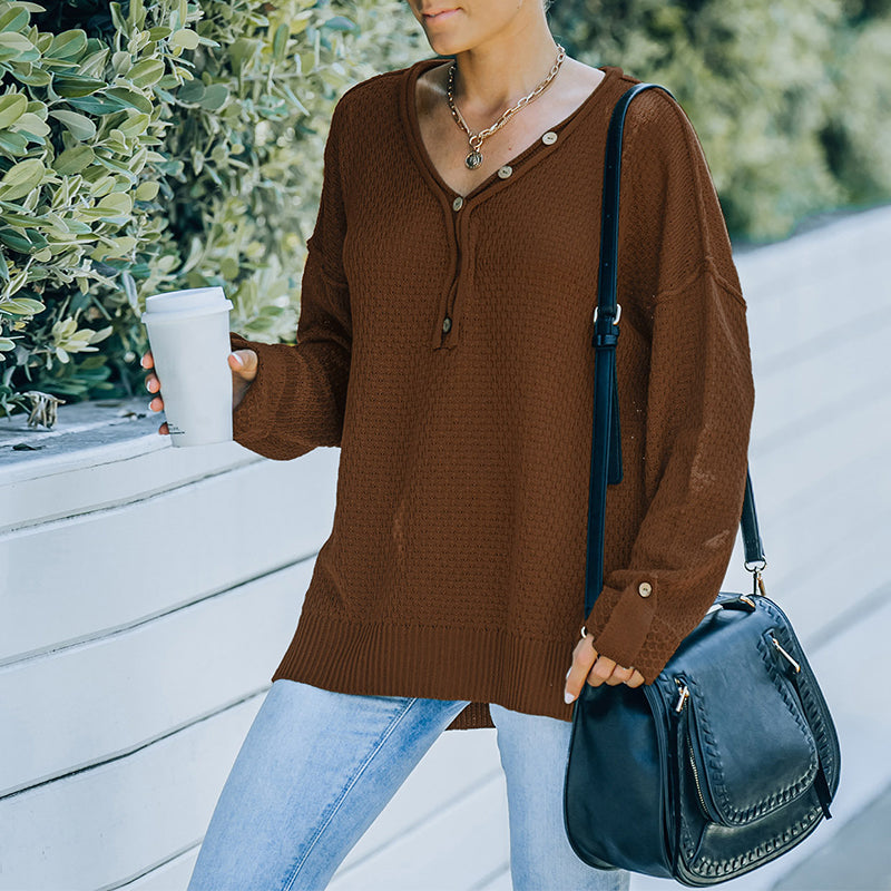 V-neck Loose Long-sleeve Sweater