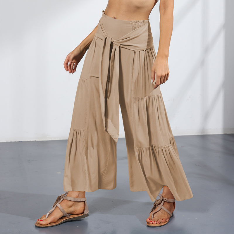 Lace-up Casual Wide-leg Pants