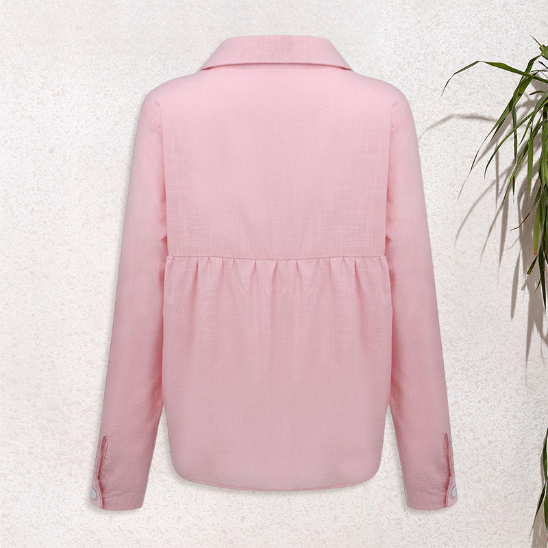 Solid Color Casual Loose Long Sleeve Linen Shirt