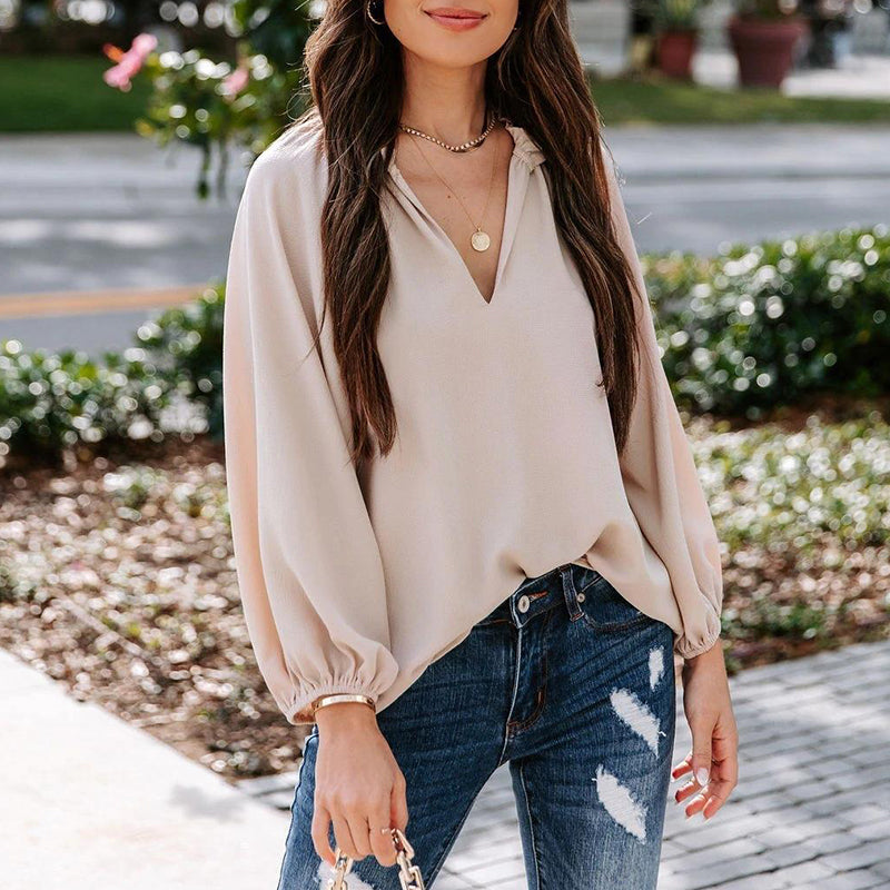 Casual V-Neck Long Sleeve T-Shirt