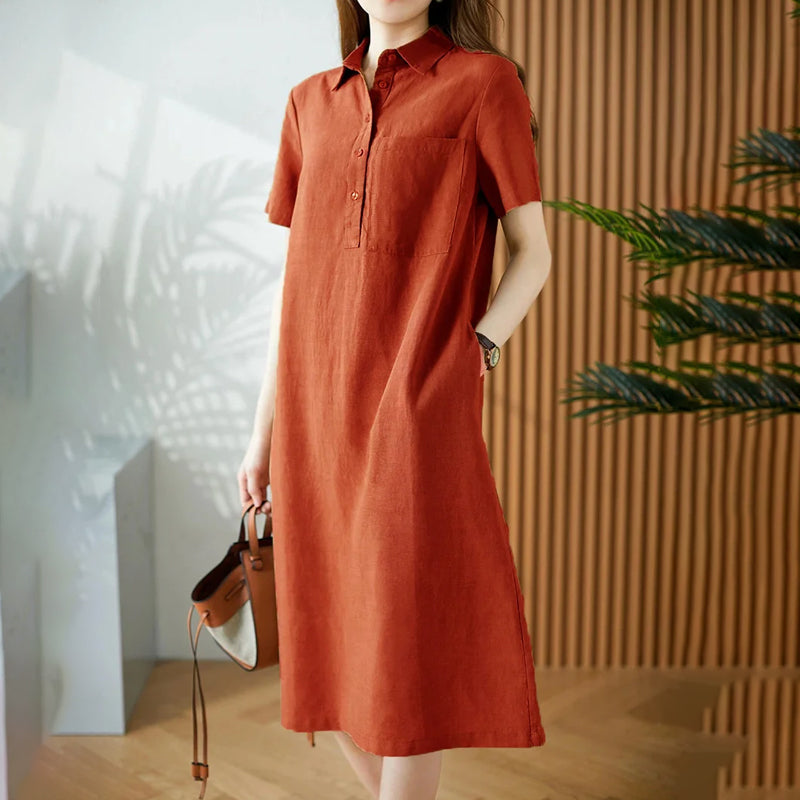 Breathable Short Sleeve Simple Dress