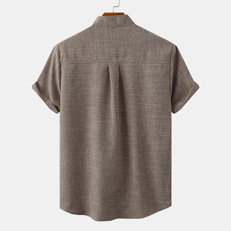 Stand Collar Solid Color Shirt