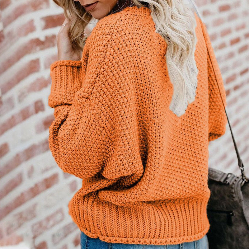 Knit V-Neck Loose Sweater