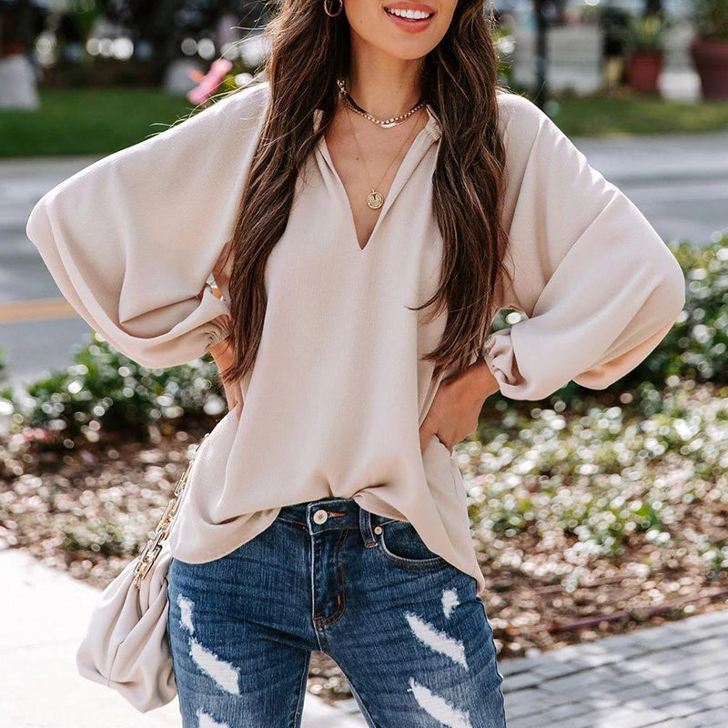 Casual V-Neck Long Sleeve T-Shirt