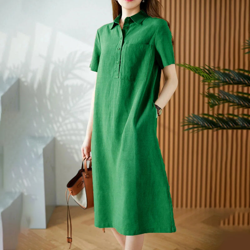 Breathable Short Sleeve Simple Dress