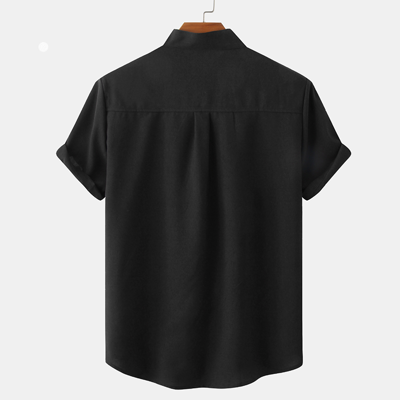 Stand Collar Solid Color Shirt
