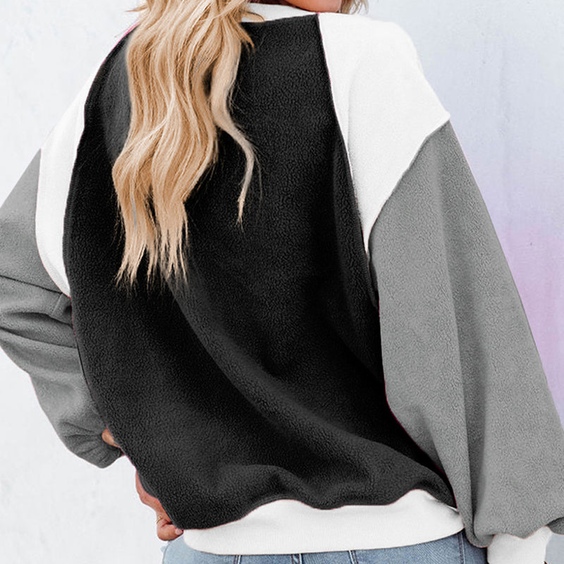 Plush Contrast Pullover Top