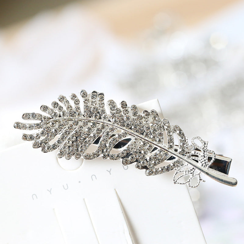 Diamond Feather Barrette